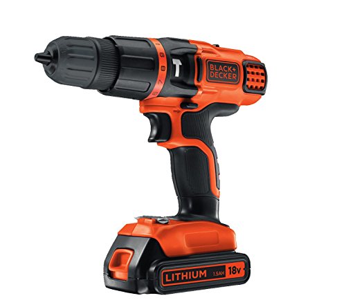 BLACK+DECKER 18 V Cordless 2-Gear Hammer Drill with Kitbox,...